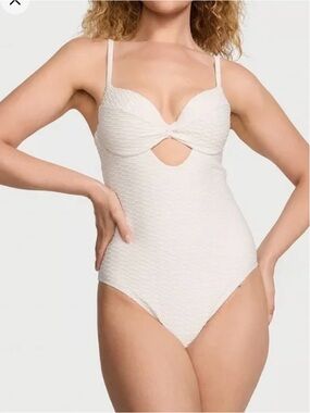 Victoria’s Secret Cream Textured One-Piece Swimsuit with Twist Front